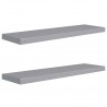 Prateleiras parede suspensas 2 pcs 90x23.5x3.8cm MDF cinzento 2