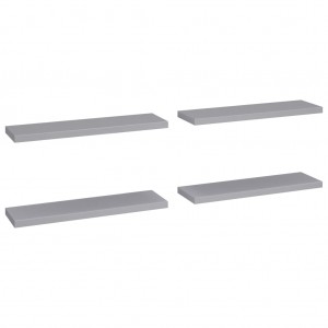 Prateleiras parede suspensas 4 pcs 90x23.5x3.8cm MDF cinzento H
