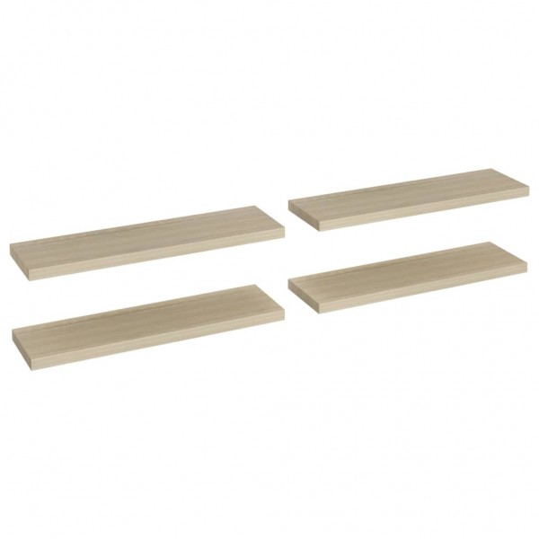Prateleiras parede suspensas 4 pcs 90x23.5x3.8cm MDF carvalho M 2