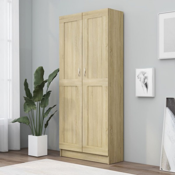 Armario de libros contrachapada color roble 82.5x30.5x185.5 cm D