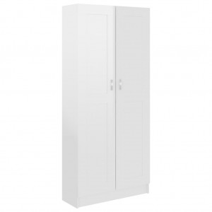 Armario de libros contrachapada blanco brillo 82.5x30.5x185.5cm H