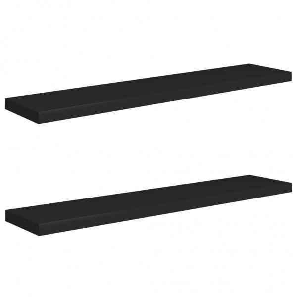 Prateleiras de parede suspensas 2 pcs 120x23.5x3.8cm MDF preto M 2