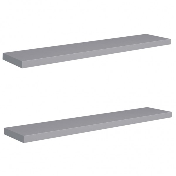 Prateleiras de parede suspensas 2 pcs 120x23.5x3.8cm MDF cinza M 2