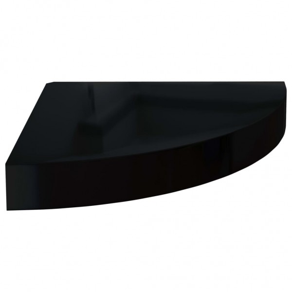 Estantes flotantes esquina 2 uds MDF negro brillo 25x25x3.8 cm M 4