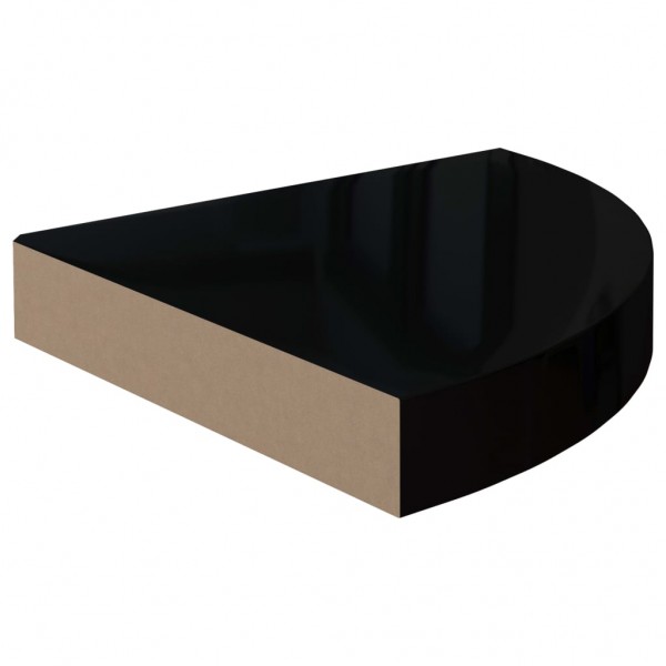 Prateleiras canto suspensas 2 pcs 25x25x3.8cm MDF preto brilh. M 5