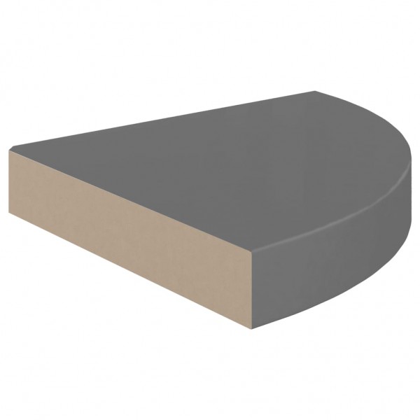 Estante flotante de pared 2 uds MDF gris brillo 25x25x3.8 cm M 5