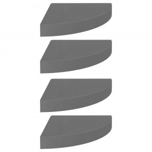 Estante flotante de pared 4 uds MDF gris brillo 25x25x3.8 cm H