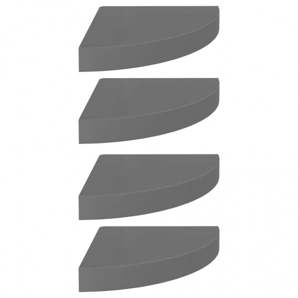 Estante flotante de pared 4 uds MDF gris brillo 25x25x3.8 cm M 2