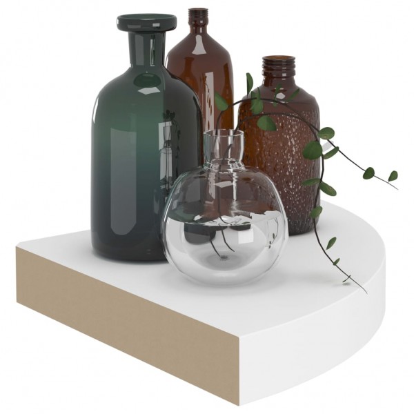 Estante flotante de esquina 2 uds MDF blanco 25x25x3.8 cm M 3