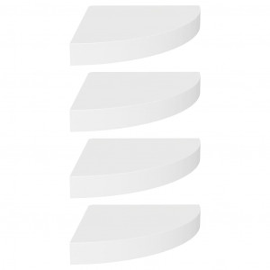Prateleiras de canto suspensas 4 pcs 25x25x3.8cm MDF branco H