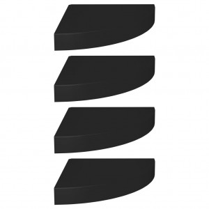 Prateleiras de canto suspensas 4 pcs 25x25x3.8cm MDF preto H