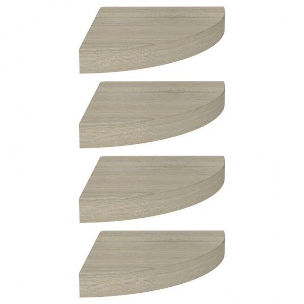 Estante flotante de esquina 4 uds MDF roble 25x25x3.8 cm M 2
