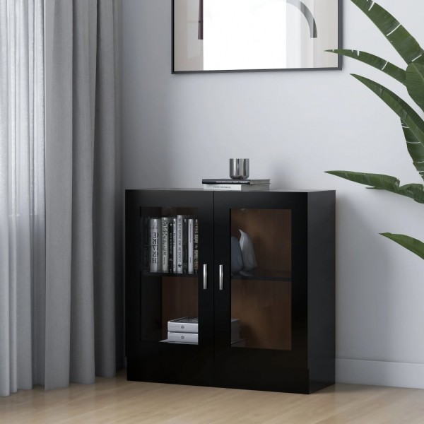 Vitrina de madera contrachapada negro 82.5x30.5x80 cm D