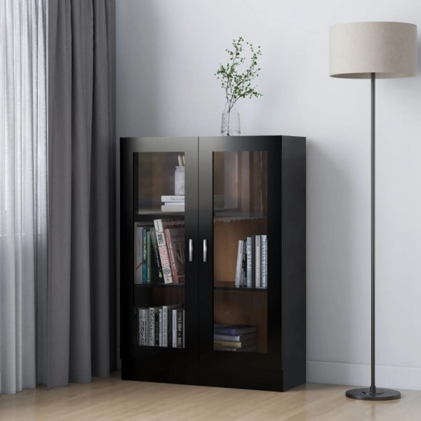 Vitrina de madera contrachapada negro 82.5x30.5x115 cm D