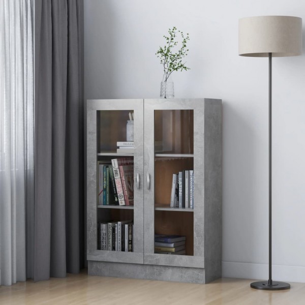 Vitrina de madera contrachapada gris hormigón 82.5x30.5x115 cm D