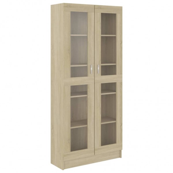 Vitrina de madera contrachapada color roble 82.5x30.5x185.5 cm M 2