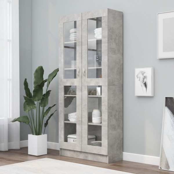 Vitrina de madera contrachapada gris hormigón 82.5x30.5x185.5cm M 3