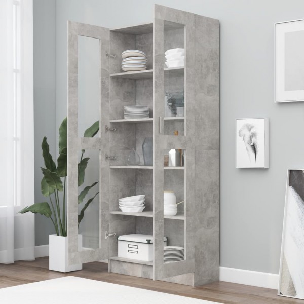 Vitrina de madera contrachapada gris hormigón 82.5x30.5x185.5cm M 4
