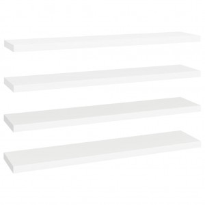 Prateleiras de parede suspensas 4 pcs 120x23.5x3.8cm MDF branco H
