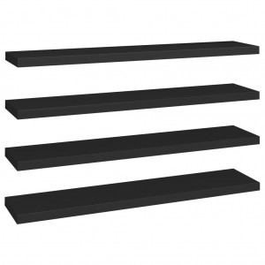 Prateleiras de parede suspensas 4 pcs 120x23.5x3.8cm MDF preto H