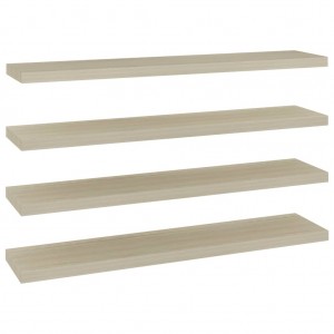 Prateleiras parede suspensas 4 pcs 120x23.5x3.8cm MDF carvalho H