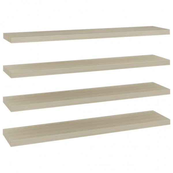 Estantes flotantes pared 4 uds MDF color roble 120x23.5x3.8 cm M 2