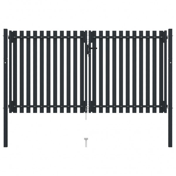 Cancela doble de valla de acero gris antracita 306x200 cm M 3