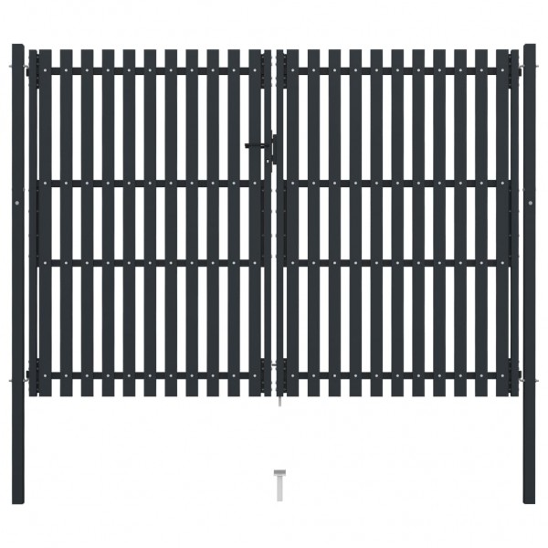 Cancela doble de valla de acero gris antracita 306x250 cm D