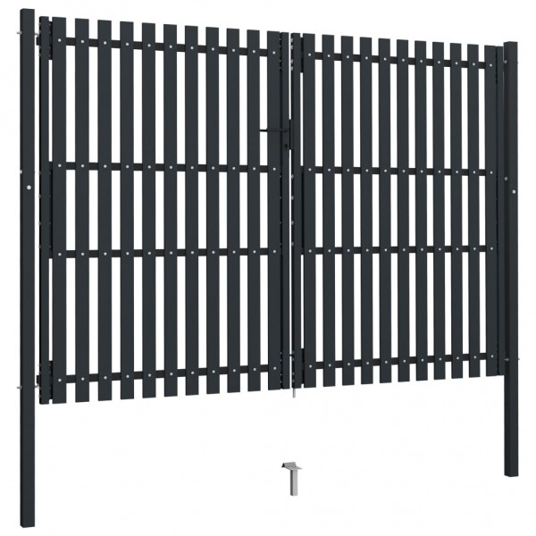 Cancela doble de valla de acero gris antracita 306x250 cm M 2