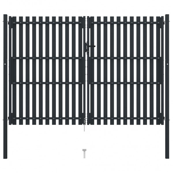 Portão de cerca com porta dupla 306x200 cm aço antracite M 3