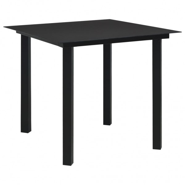 Mesa de comedor de jardín acero y vidrio negra 80x80x74 cm D