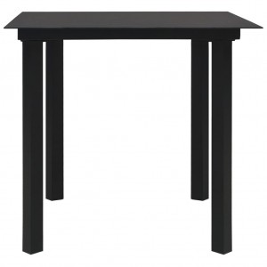 Mesa de jantar para jardim 80x80x74 cm aço e vidro preto H
