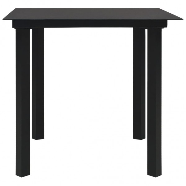 Mesa de comedor de jardín acero y vidrio negra 80x80x74 cm M 2