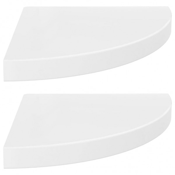 Prateleiras canto suspensas 2 pcs 35x35x3.8cm MDF branco brilh. M 2