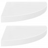 Prateleiras canto suspensas 2 pcs 35x35x3.8cm MDF branco brilh. 2