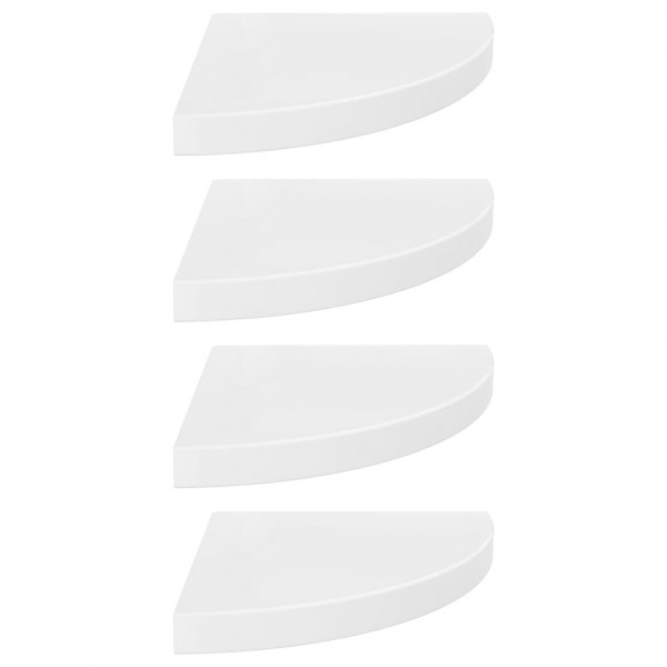 Prateleiras canto suspensas 4 pcs 35x35x3.8cm MDF branco brilh. M 2
