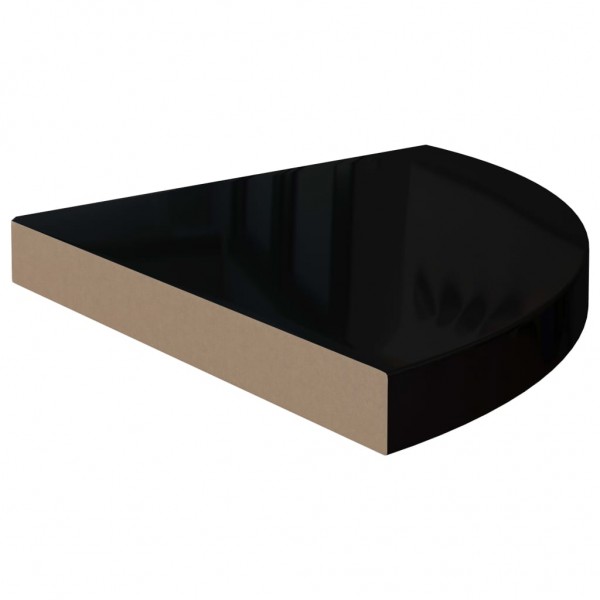 Estante flotante esquina 2 uds MDF negro brillante 35x35x3.8 cm M 5