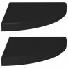 Prateleiras de canto suspensas 2 pcs 35x35x3.8cm MDF preto 2