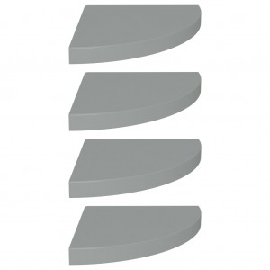 Estantes flotantes de esquina 4 uds MDF gris 35x35x3.8 cm H