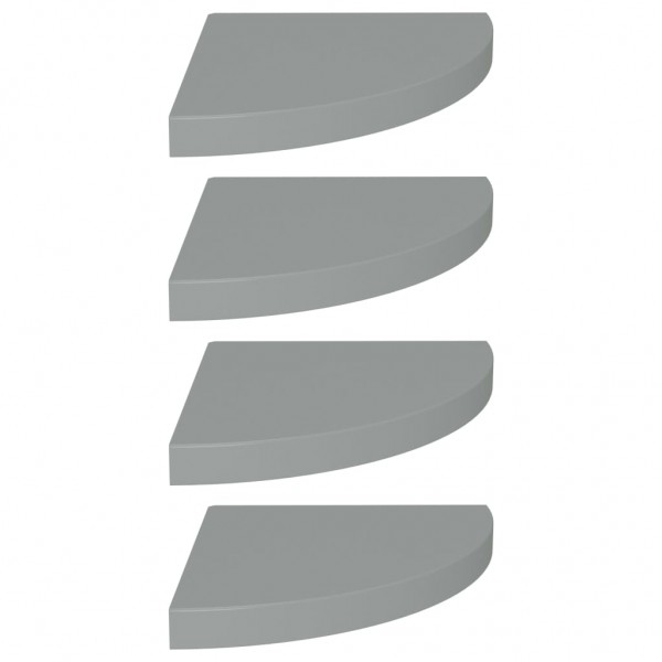 Prateleiras de canto suspensas 4 pcs 35x35x3.8 cm MDF cinza M 2