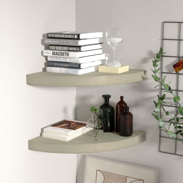 323926  Floating Corner Shelves 2 pcs Oak 35x35x3.8 cm MDF D