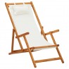 Silla de playa plegable madera maciza de eucalipto y tela crema 1