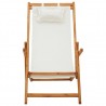Silla de playa plegable madera maciza de eucalipto y tela crema 2