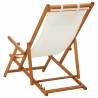Silla de playa plegable madera maciza de eucalipto y tela crema 4