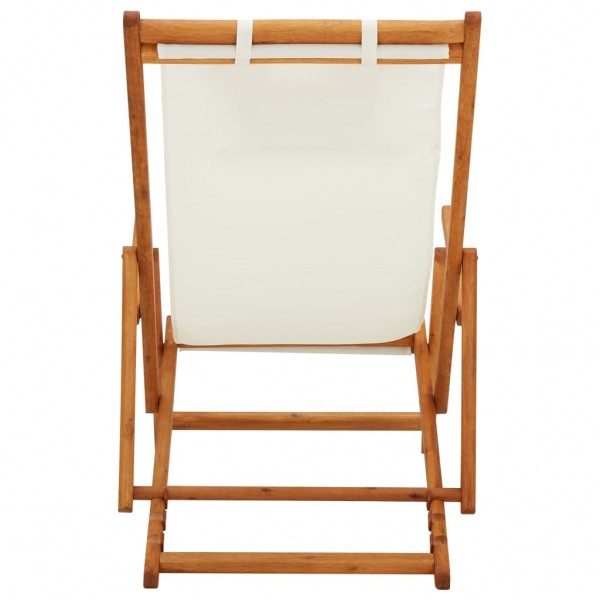 Silla de playa plegable madera maciza de eucalipto y tela crema M 5