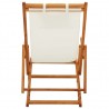 Silla de playa plegable madera maciza de eucalipto y tela crema 5