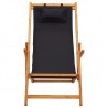 Silla de playa plegable madera maciza de eucalipto y tela negra 2