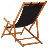Silla de playa plegable madera maciza de eucalipto y tela negra 4