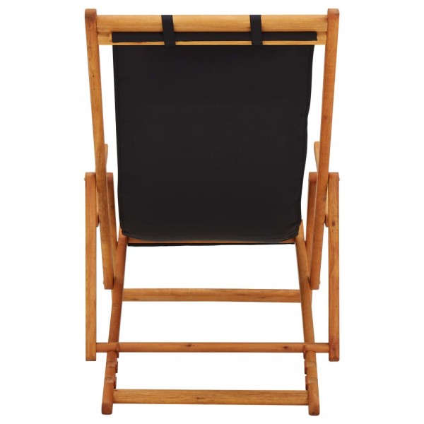 Silla de playa plegable madera maciza de eucalipto y tela negra M 5