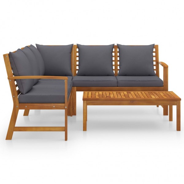 4 pcs conjunto lounge de jardim c/ almofadões acácia maciça M 2